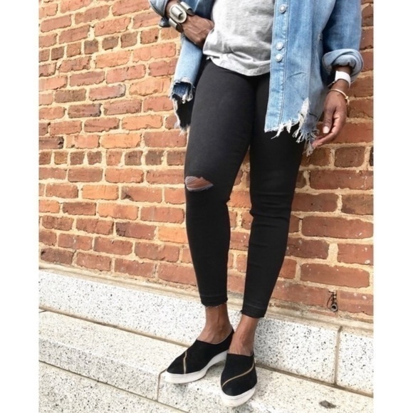 Spanx‎ Small Black Distressed Pull On High Rise Skinny Jeans - Picture 3 of 14